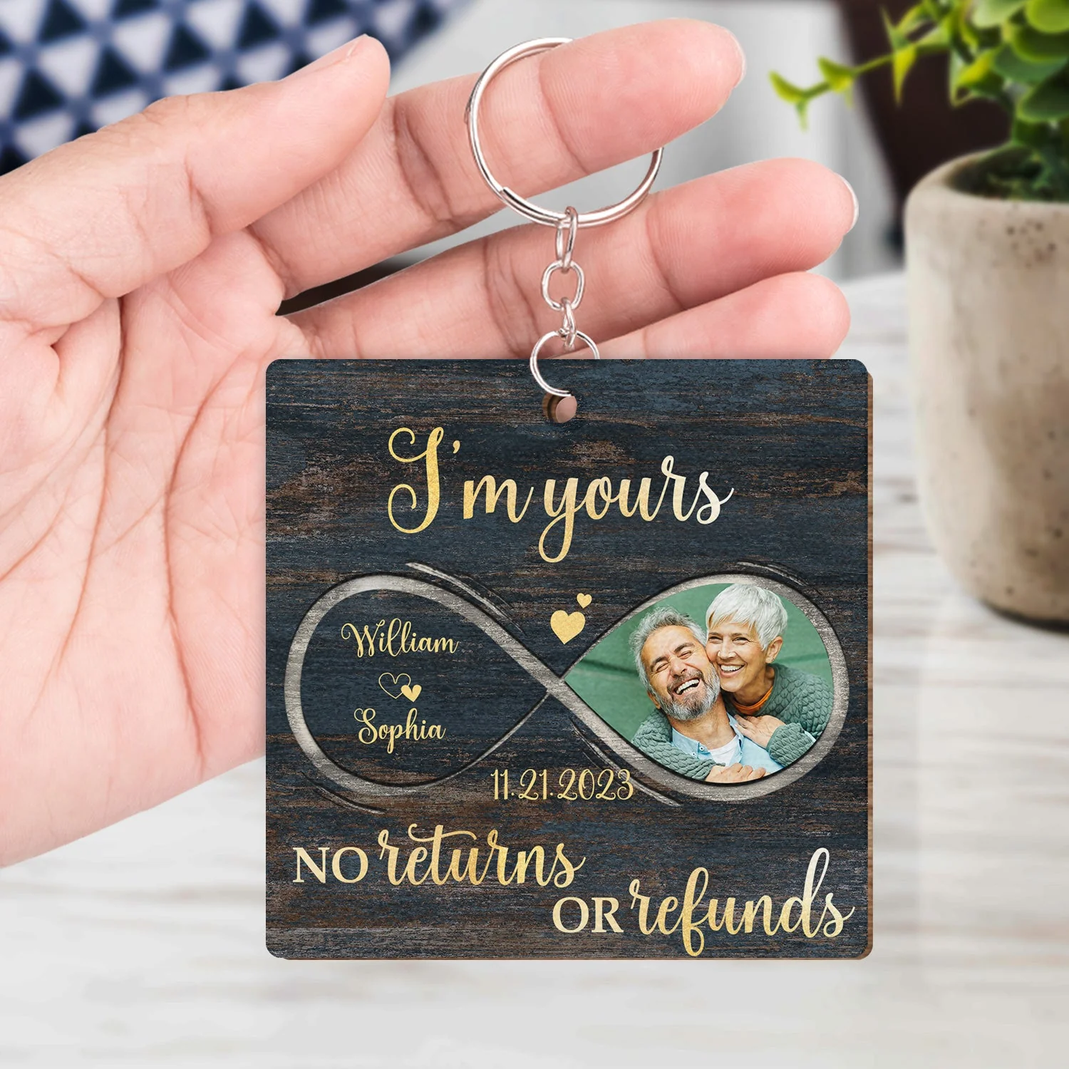 Custom Photo Couple My Heart Needed You - Anniversary Gift For Couples, Spouse, Lovers, Wife, Husband, Girlfriend, Boyfriend - Personalized Wooden Keychain - Image 4