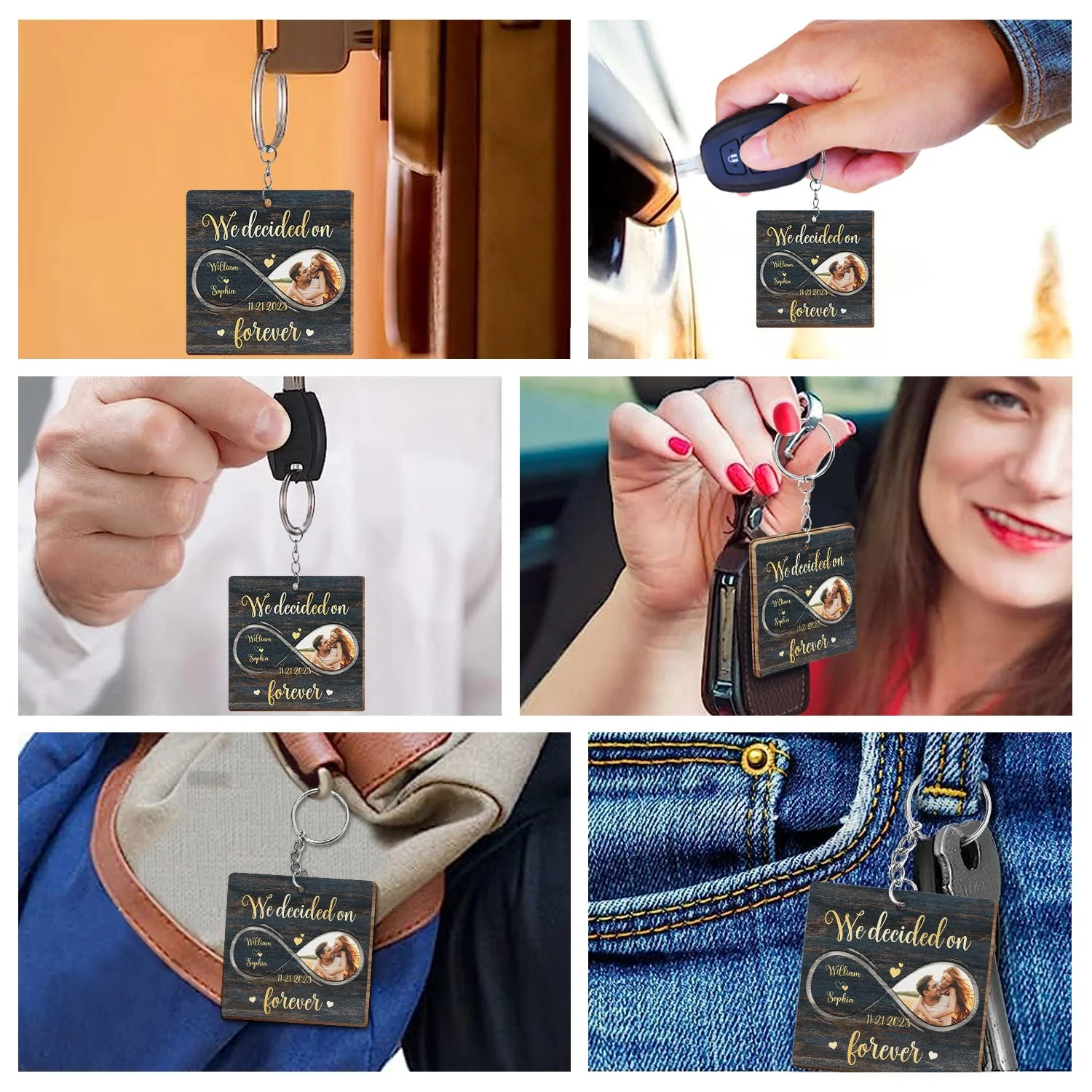 Custom Photo Couple My Heart Needed You - Anniversary Gift For Couples, Spouse, Lovers, Wife, Husband, Girlfriend, Boyfriend - Personalized Wooden Keychain - Image 6