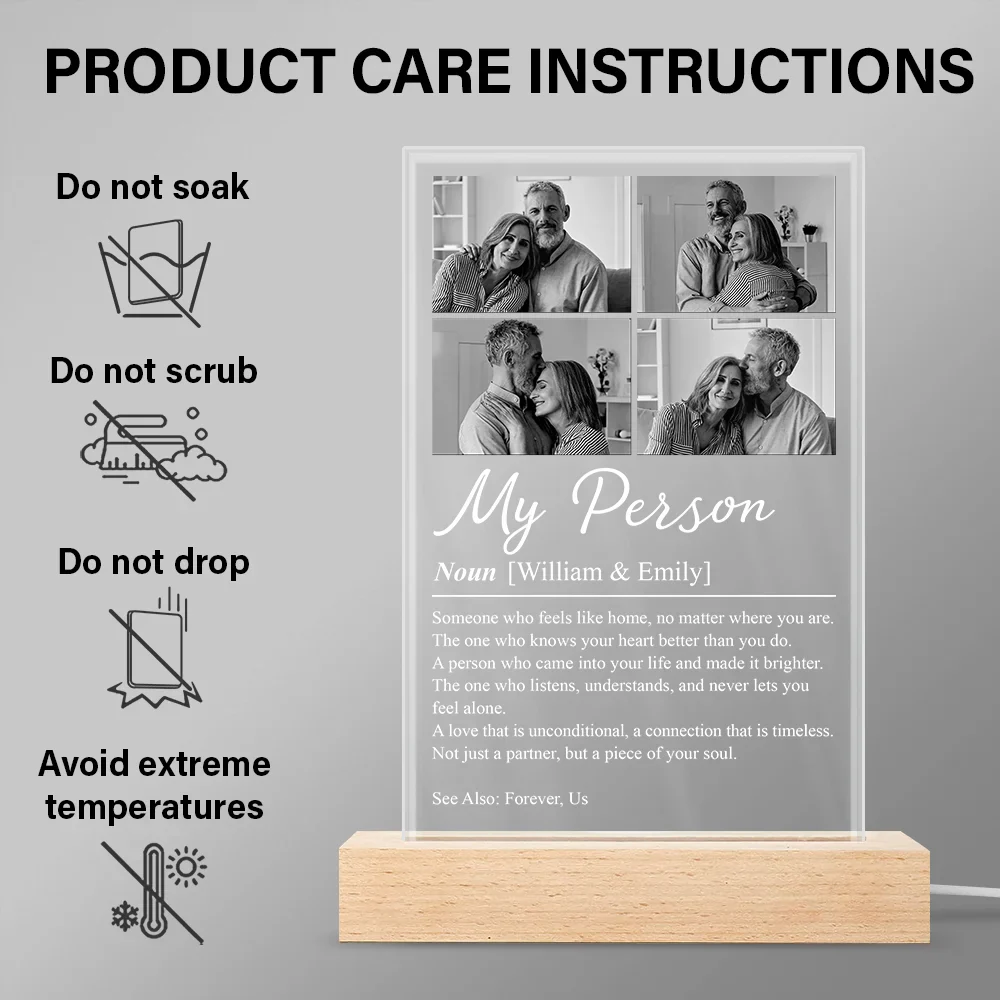 Custom Photo Couple My Person Definition - Personalized 3D Led Light Wooden Base - Image 6