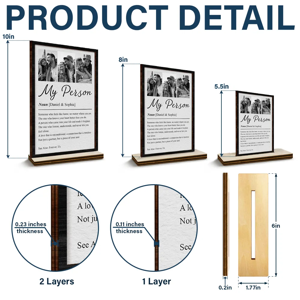 Custom Photo Couple My Person Definition - Personalized Custom Shaped 2-Layered Wooden Plaque - Image 4
