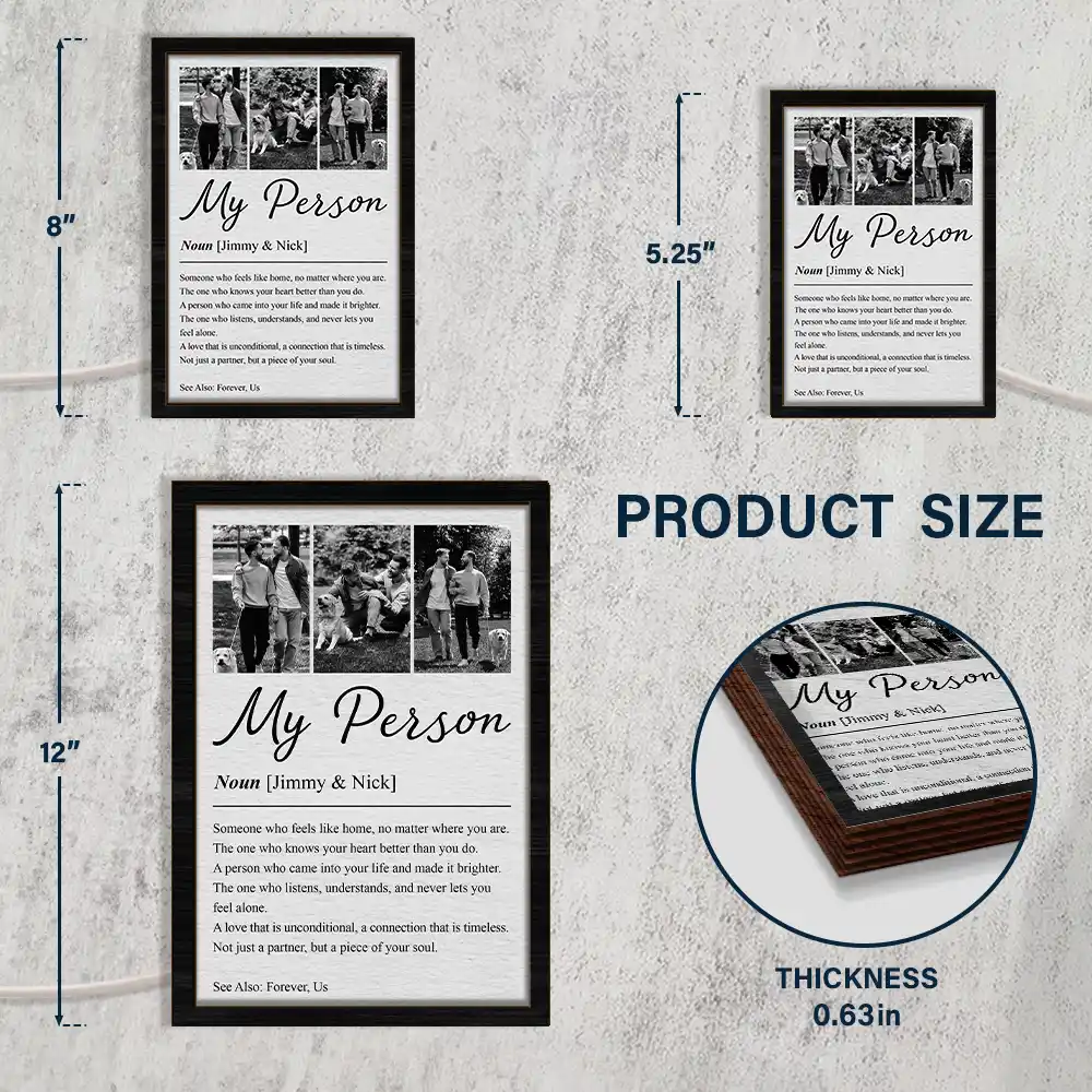 Custom Photo Couple My Person Definition - Personalized LED Light Wooden Plaque - Image 4