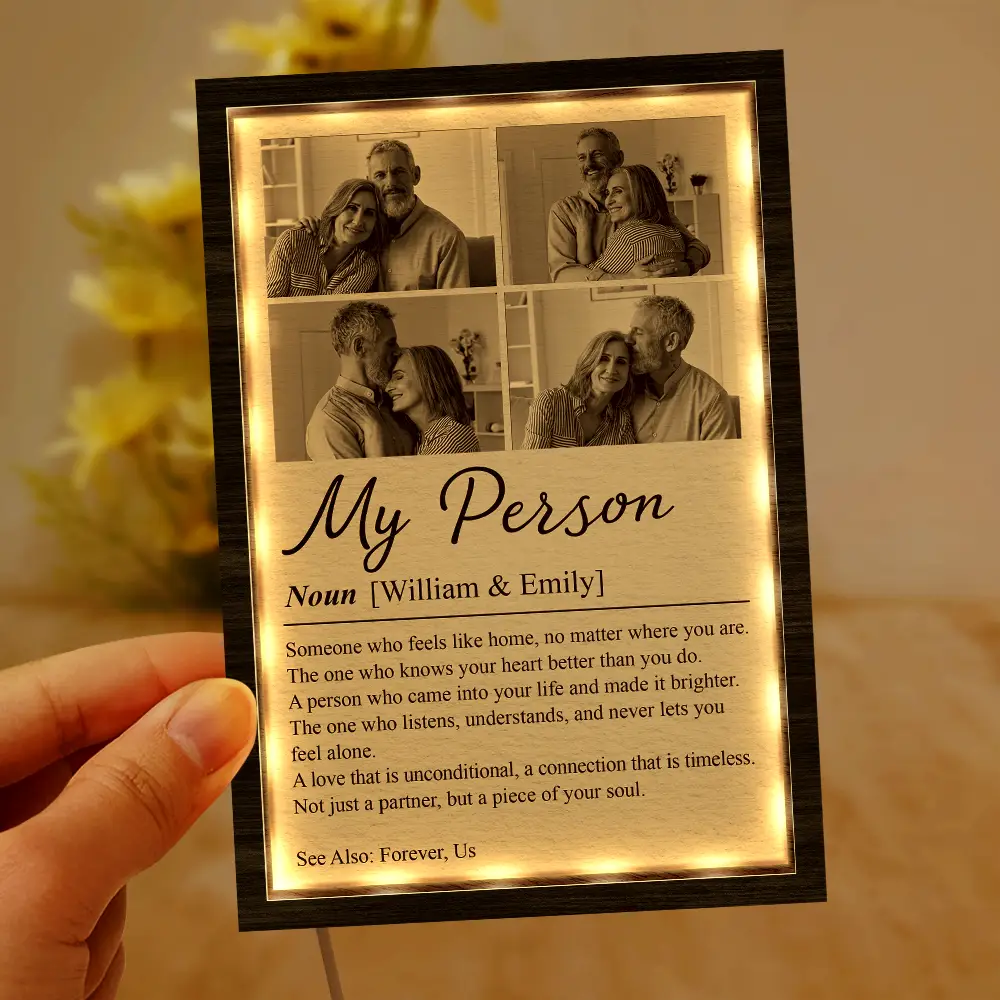Custom Photo Couple My Person Definition - Personalized LED Light Wooden Plaque - Image 6