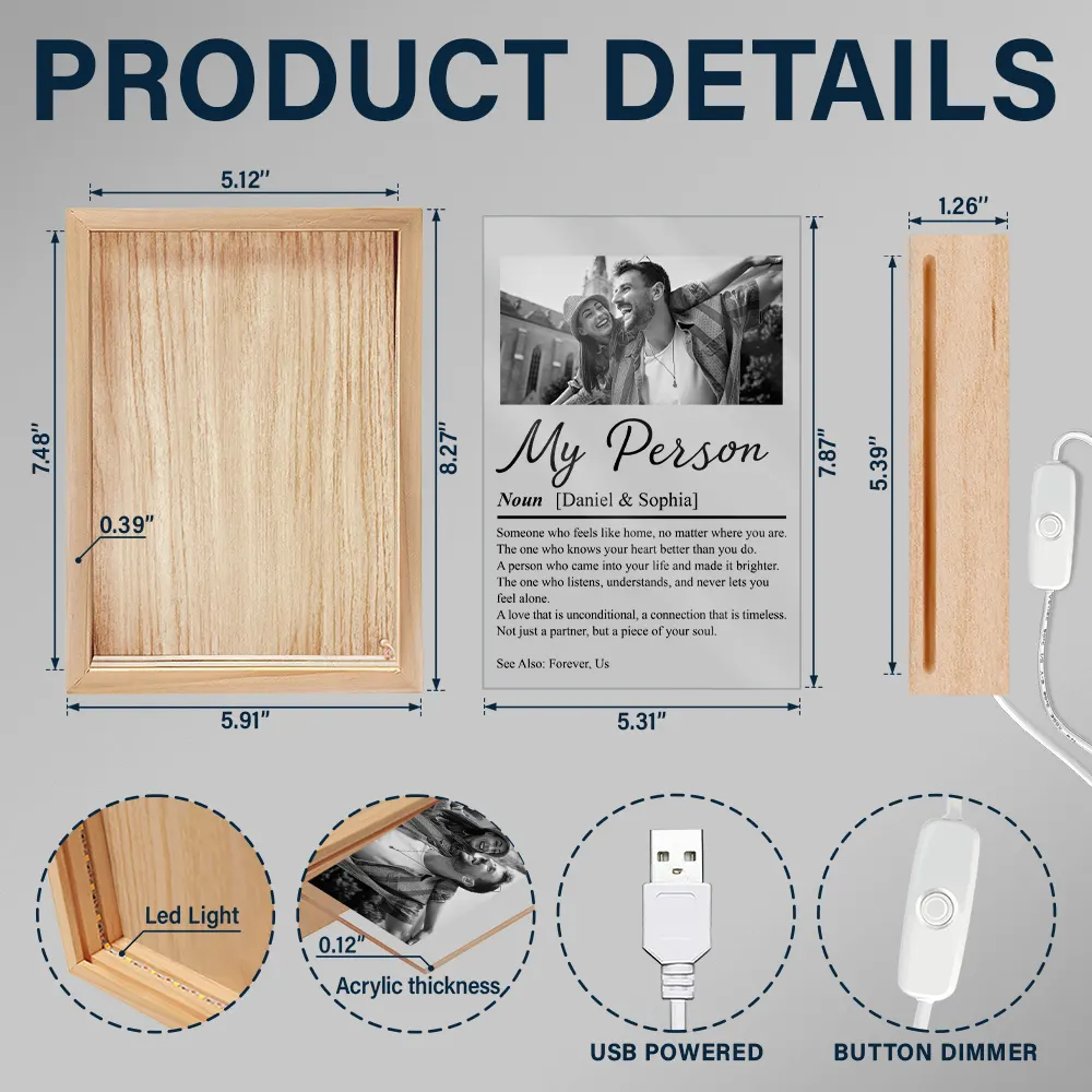 Custom Photo Couple My Person - Personalized Picture Frame Light Box - Image 5