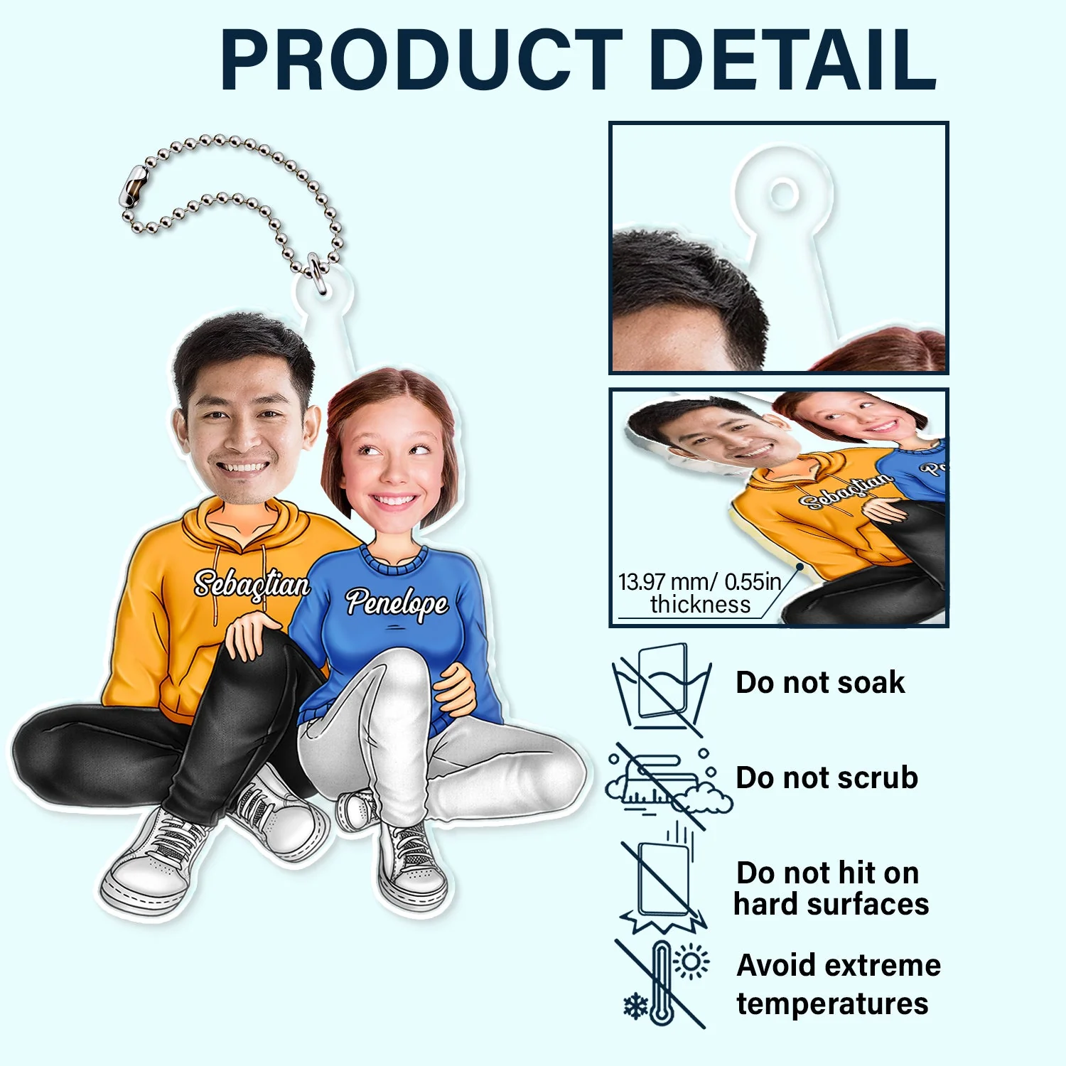 Custom Photo Couple Sitting Together - Anniversary Gift For Couples - Personalized Acrylic Car Hanger - Image 6