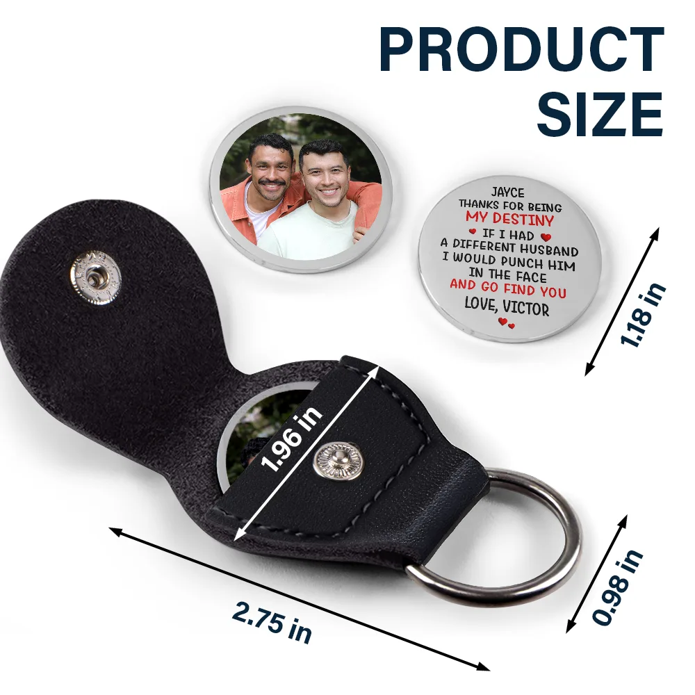 Custom Photo Couple Thanks For Being My Husband - Personalized Leather Pocket Hug - Image 5