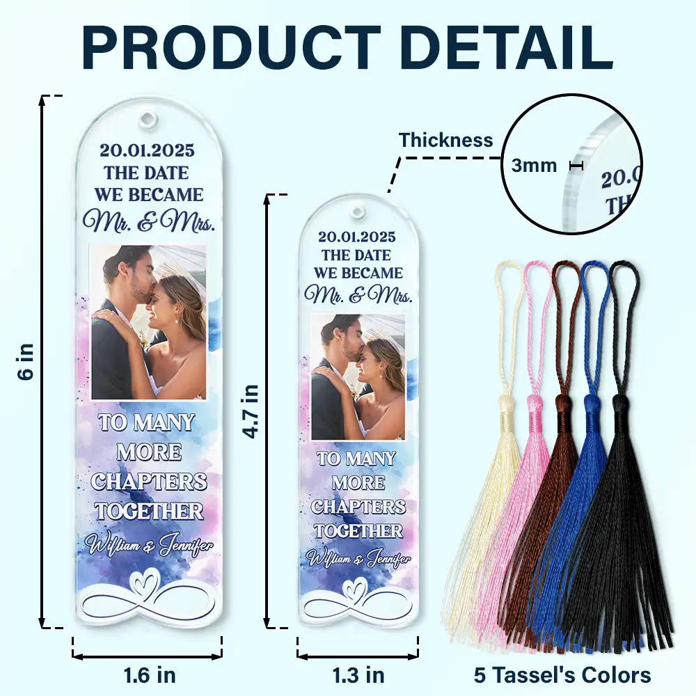 Custom Photo Couple To Many More Chapters Together - Personalized Acrylic Bookmark - Image 5