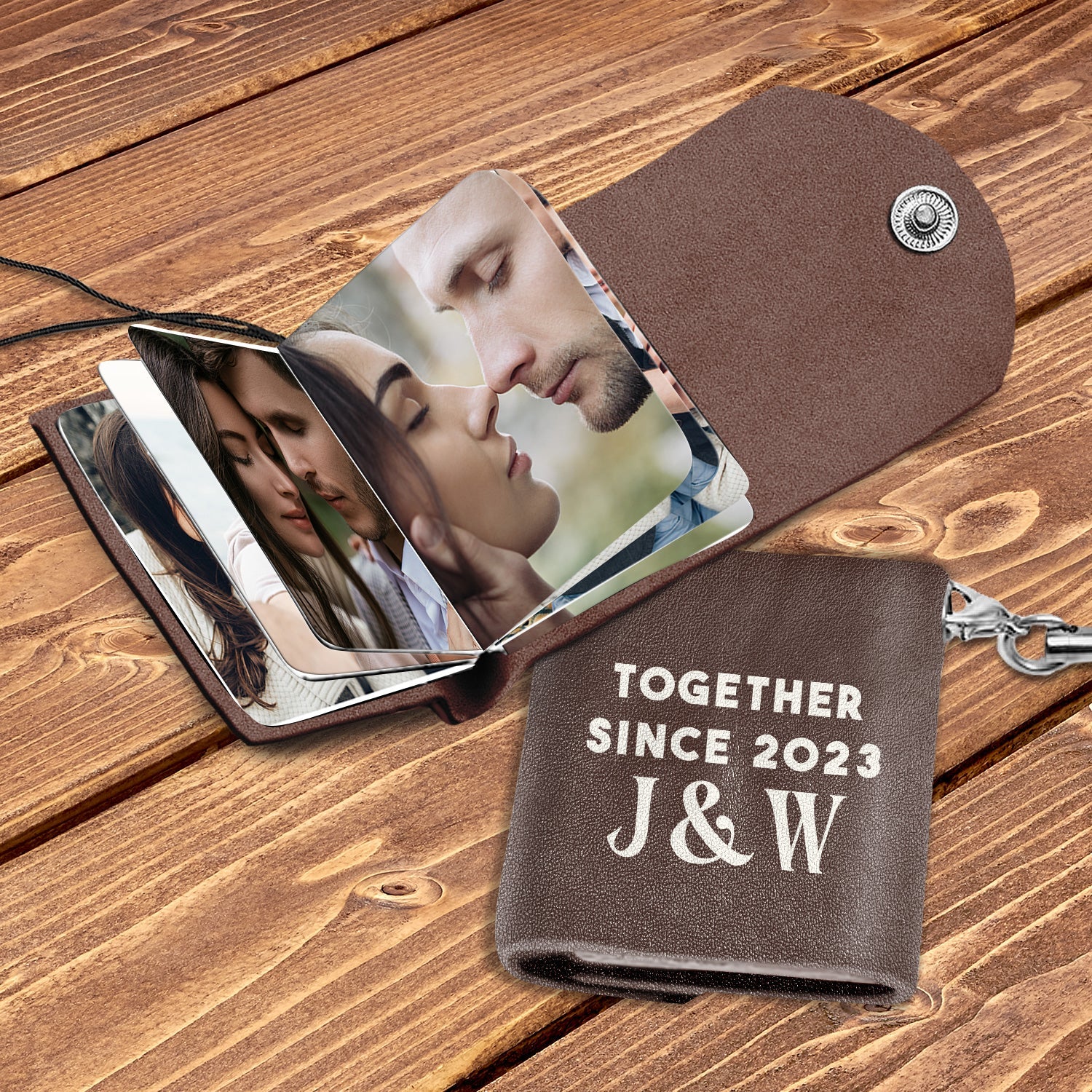 Custom Photo Couple Together Since - Gift For Couples - Personalized Mini Photo Album Keychain - Image 2