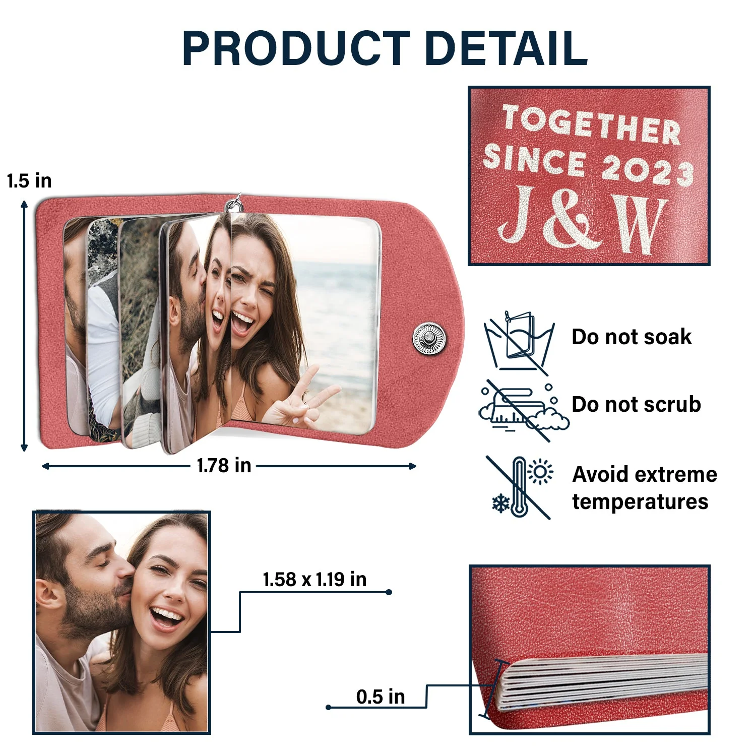 Custom Photo Couple Together Since - Gift For Couples - Personalized Mini Photo Album Keychain - Image 5