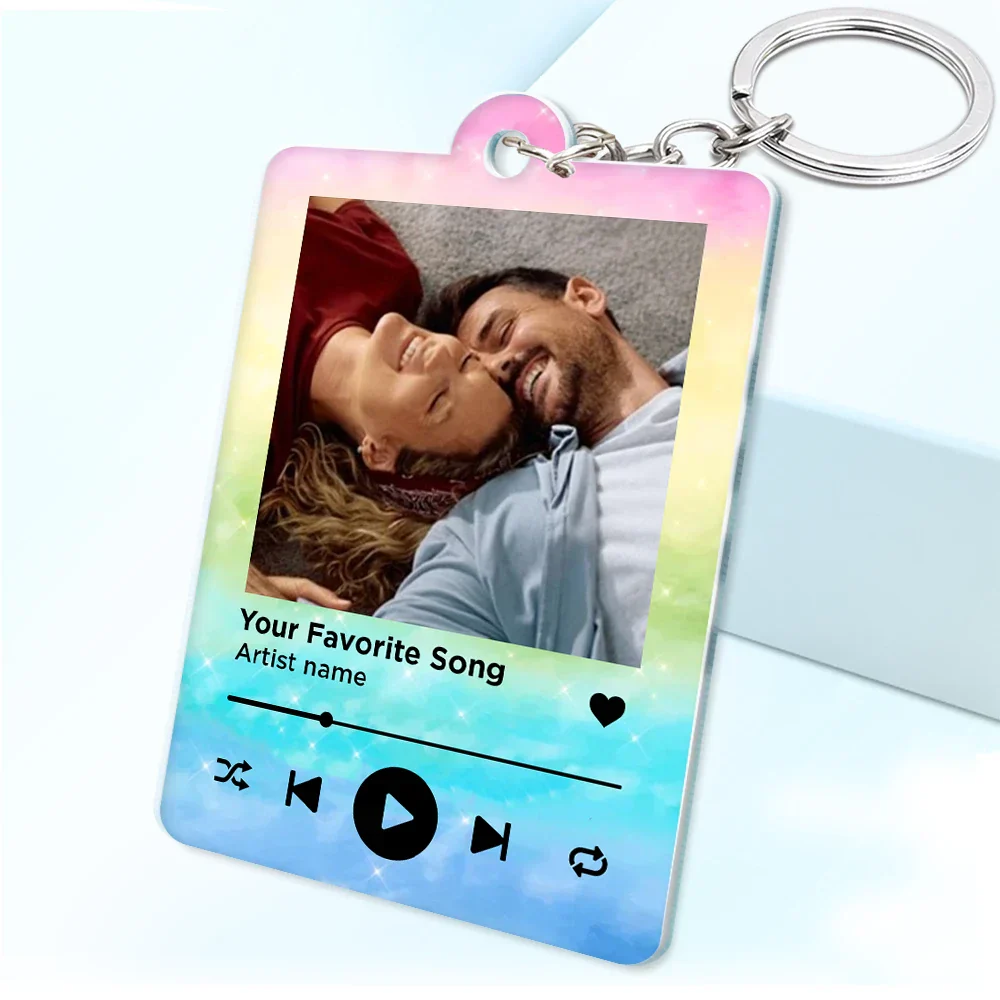 Custom Photo Couple You & Me Favorite Song QR Code - Personalized Acrylic Keychain - Image 3