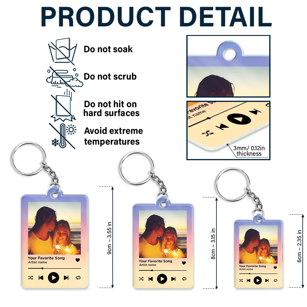 Custom Photo Couple You & Me Favorite Song QR Code - Personalized Acrylic Keychain - Image 6