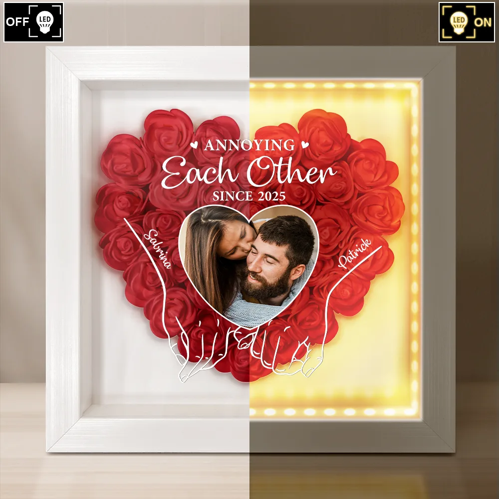 Custom Photo Couple You & Me We Got This - Personalized LED Light Flower Shadow Box - Image 3