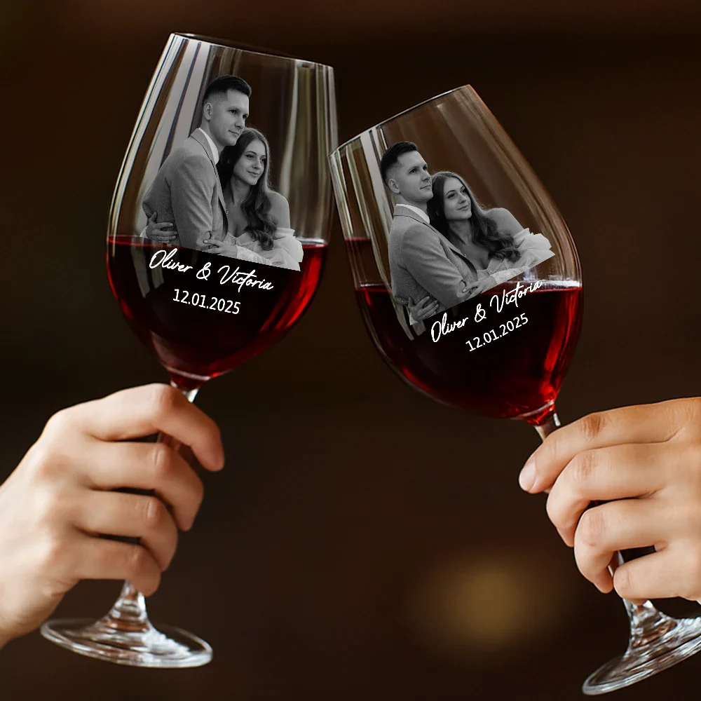 Custom Photo Couples Anniversary - Personalized Wine Glass - Image 5