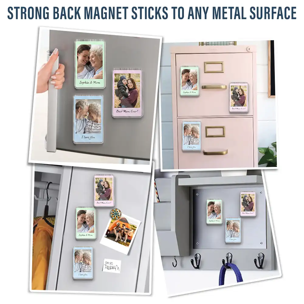 Custom Photo Couples Besties Family With Message - Personalized Acrylic Fridge Magnet - Image 6