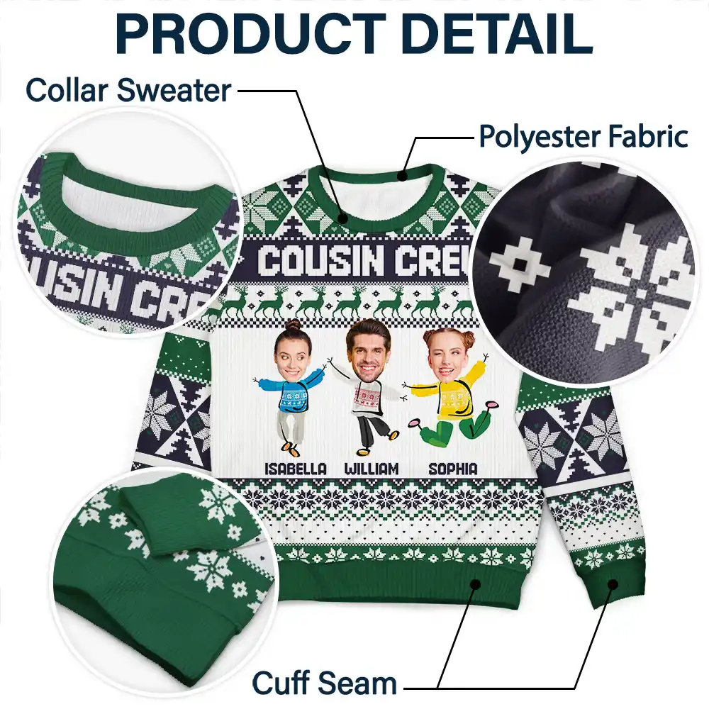 Custom Photo Cousin Crew Family - Personalized Unisex Ugly Sweater - Image 7