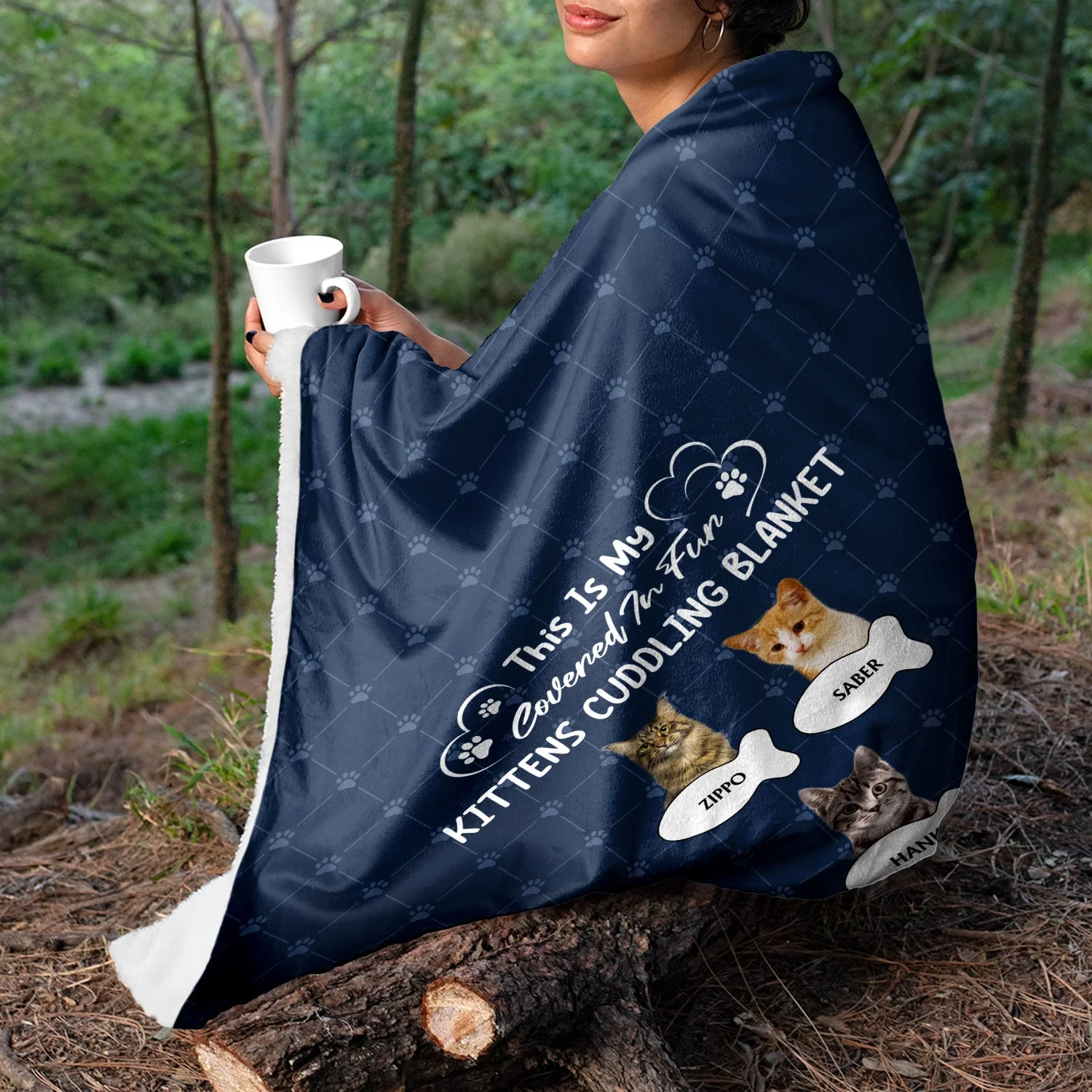 Custom Photo Covered In Fur Dog Cat - Gift For Pet Lovers - Personalized Fleece Blanket - Image 3