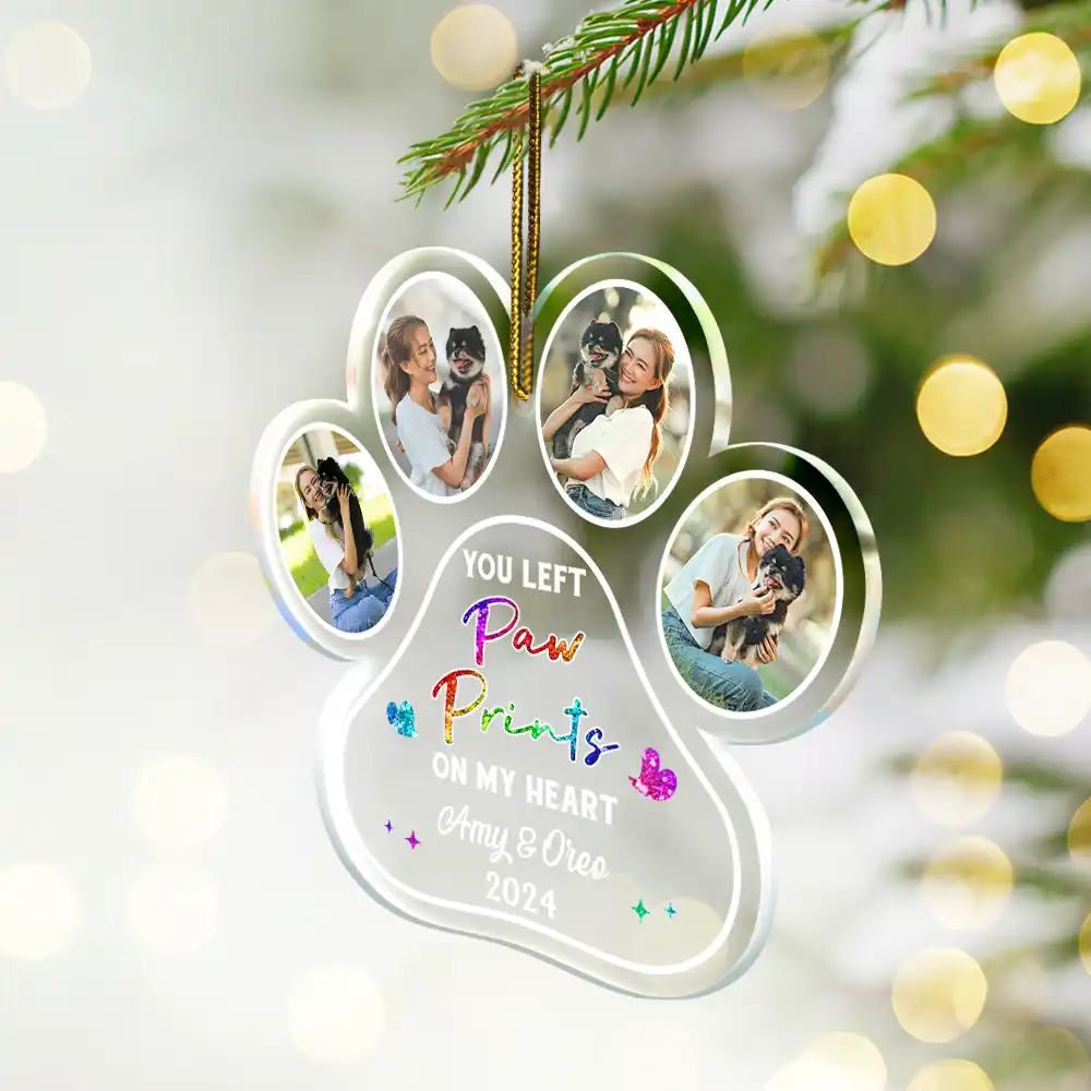 Custom Photo Crossed The Rainbow Bridge Pet Memorial - Personalized Custom Shaped Acrylic Ornament - Image 2