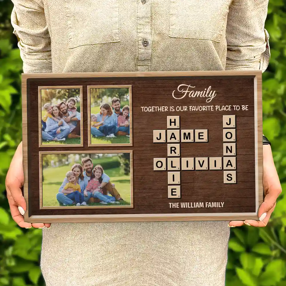 Custom Photo Crossword Family Life Begins And Love Never Ends - Personalized Wood Rectangle Sign - Image 5