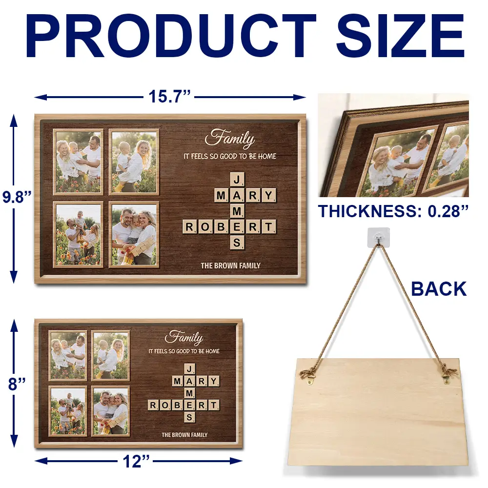 Custom Photo Crossword Family Life Begins And Love Never Ends - Personalized Wood Rectangle Sign - Image 6