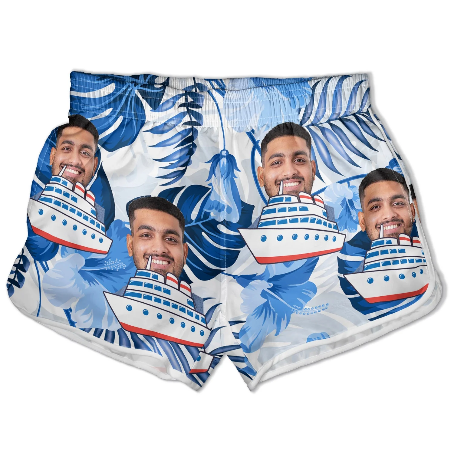 Custom Photo Cruise Ship - Gift For Traveling Lovers, Cruising Lovers - Personalized Couple Beach Shorts - Image 3