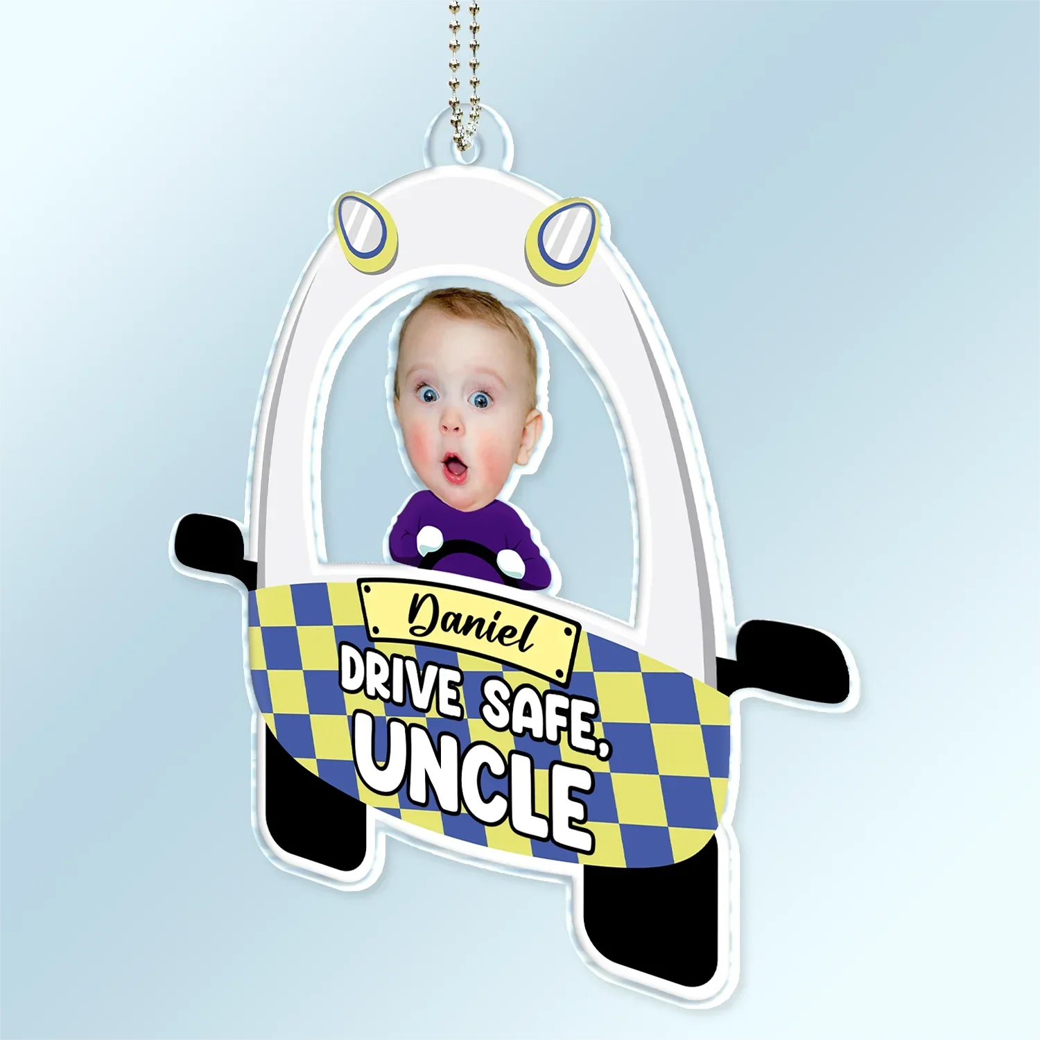 Custom Photo Cute Baby Drive Safe Daddy - Personalized Acrylic Car Hanger - Image 3