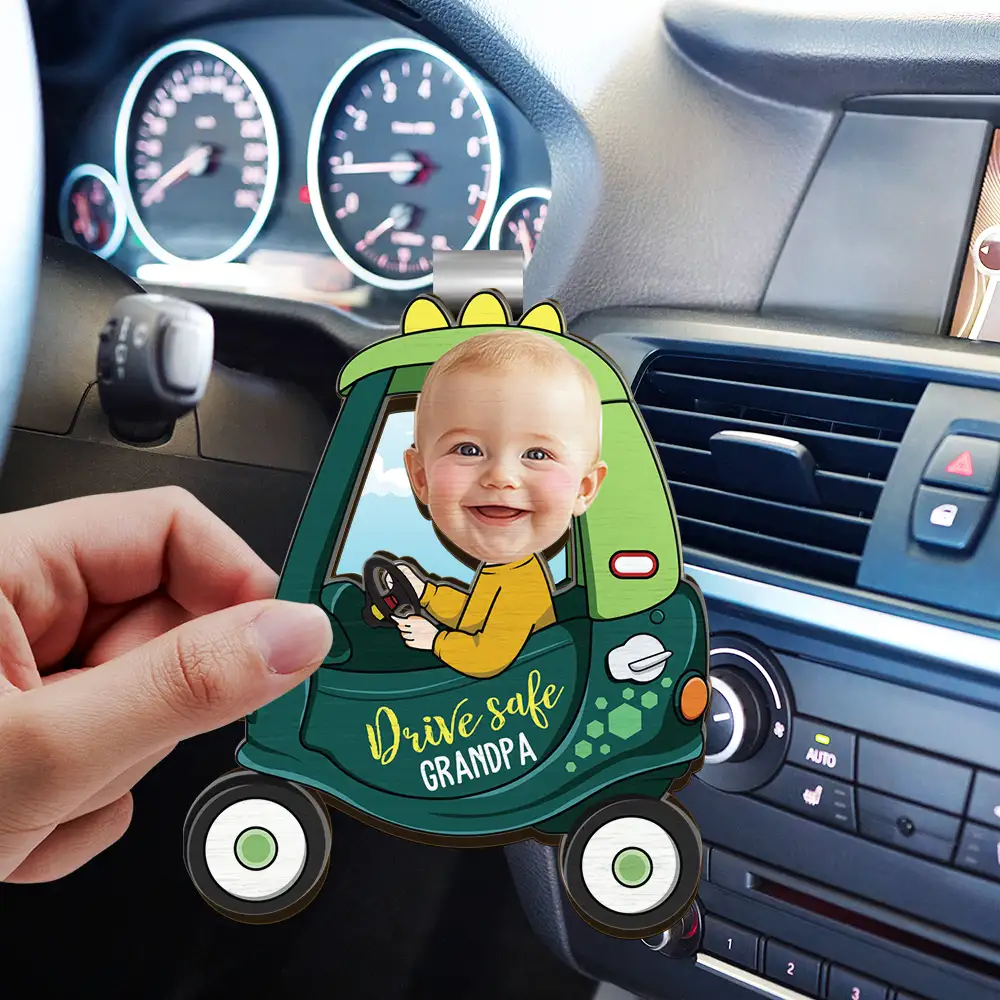 Custom Photo Cute Baby Drive Safe Daddy - Personalized Custom Shaped Car Visor Clip - Image 4