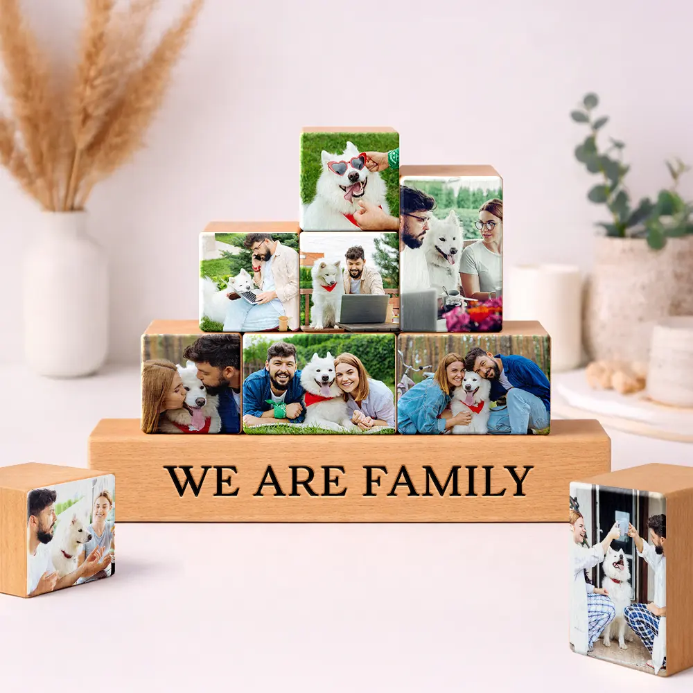Custom Photo Cute Dog Cat For Pet Lover - Personalized Wooden Stacking Photo Blocks - Image 2