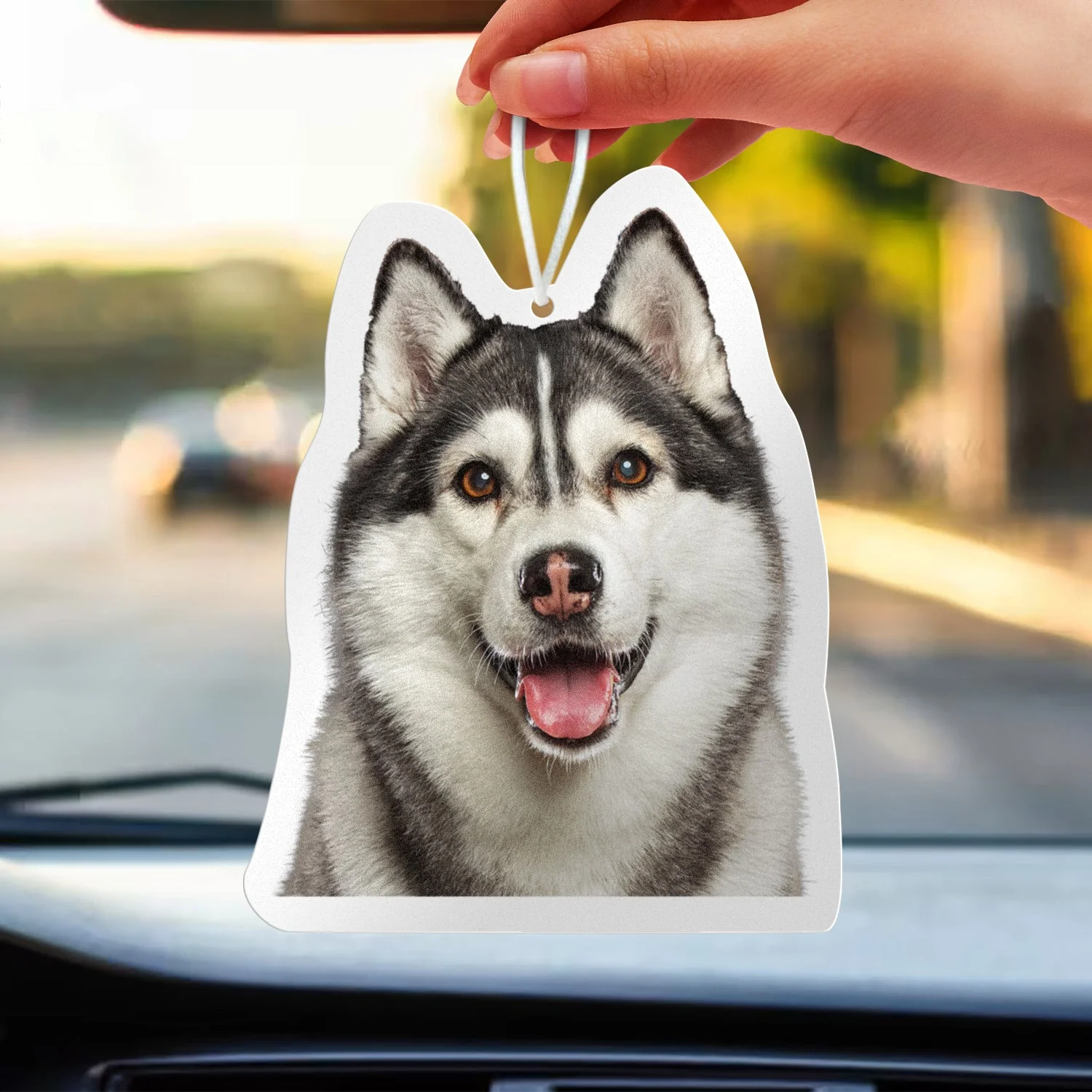 Custom Photo Cute Family, Pet Face Cut - Gift For Father, Gift For Family - Personalized Photo Air Freshener - Image 5