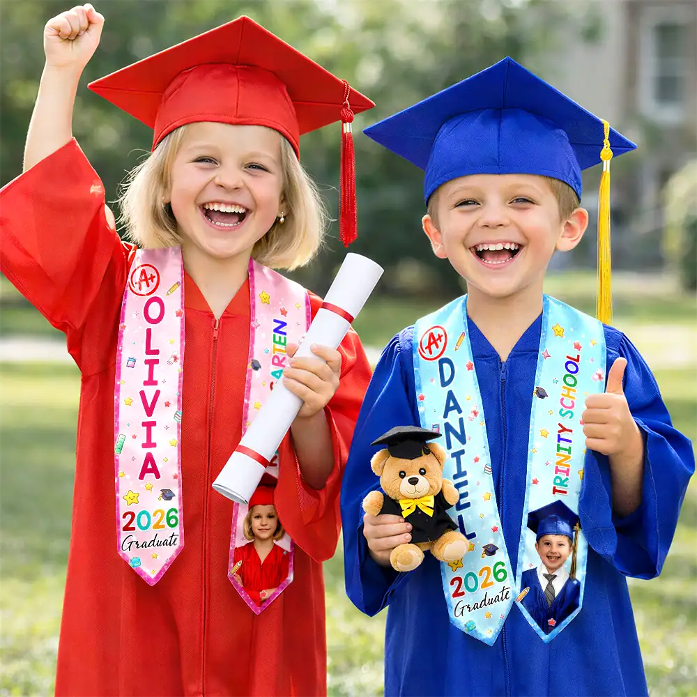 Custom Photo Cute Graduation Kid Kindergarten Preschool - Personalized Kid Graduation Stole - Image 5