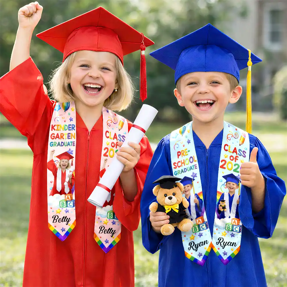 Custom Photo Cute Graduation Kid Rainbow - Personalized Kid Graduation Stole - Image 5