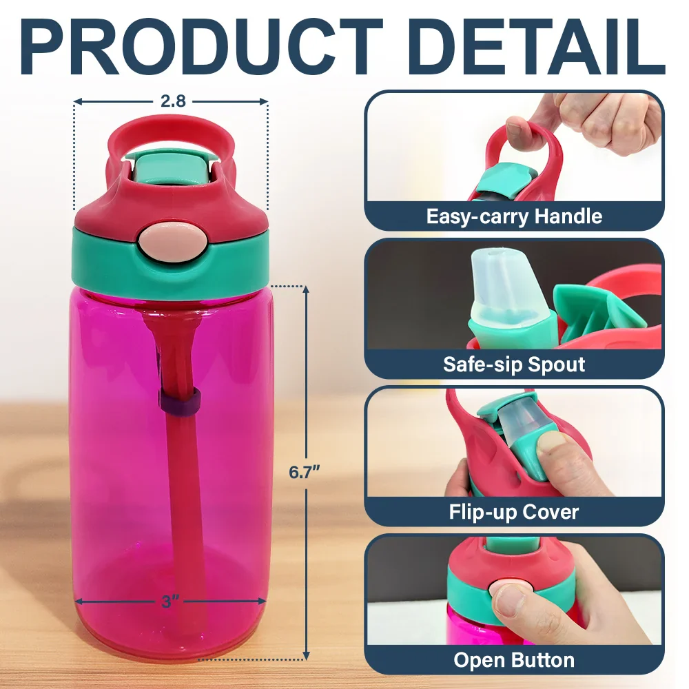 Custom Photo Cute Kid Car Toy Airplane - Personalized Kids Water Bottle With Straw - Image 6
