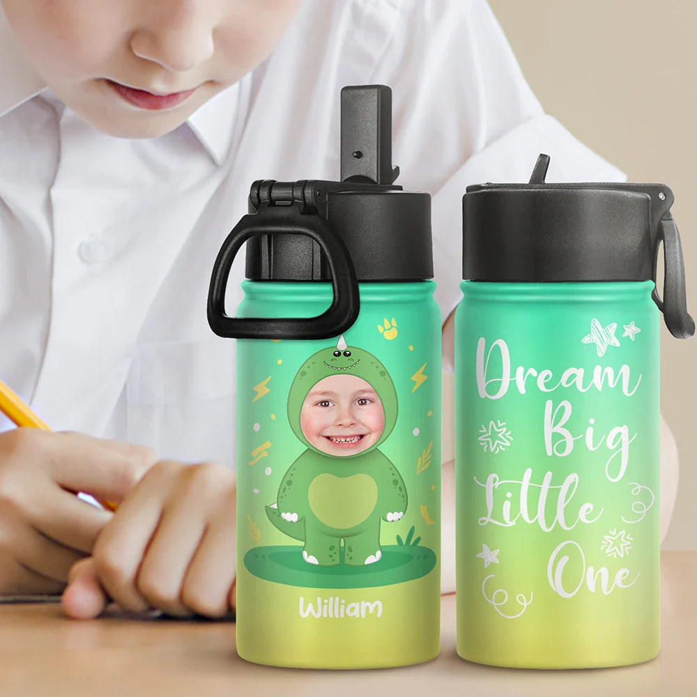 Custom Photo Cute Kid Cosplay Animal - Personalized Kids Water Bottle - Image 3