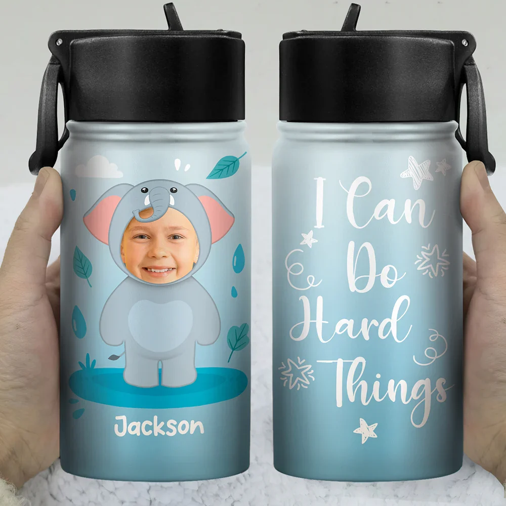 Custom Photo Cute Kid Cosplay Animal - Personalized Kids Water Bottle - Image 4