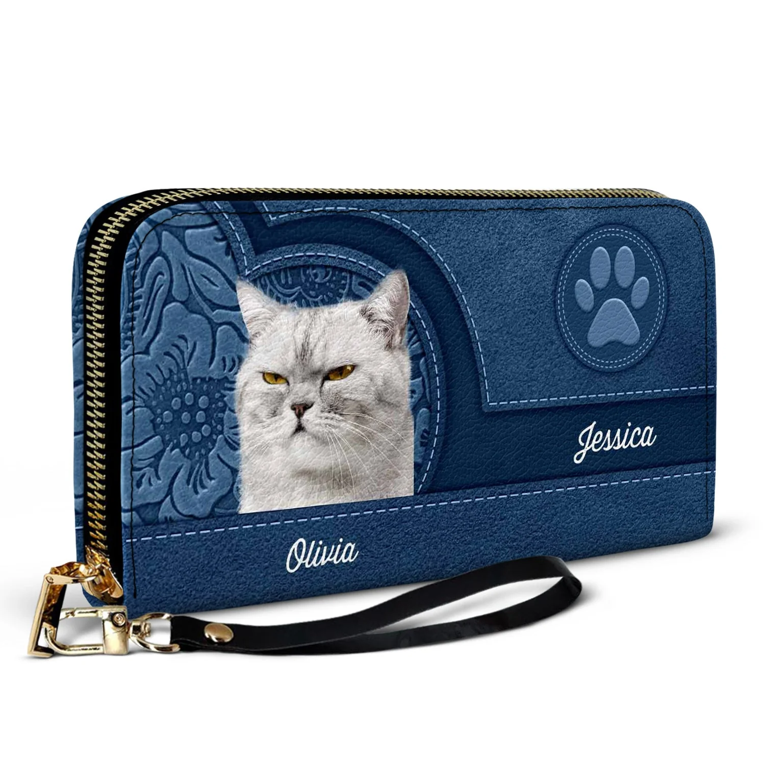 Custom Photo Cute Pets Aesthetic Pattern - Birthday, Loving Gift For Dog Lovers, Cat Lovers, Dog Mom, Cat Mom - Personalized Leather Long Wallet - Image 3