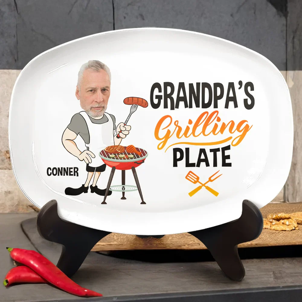 Custom Photo Daddy's Grilling Plate - Personalized Plate - Image 4