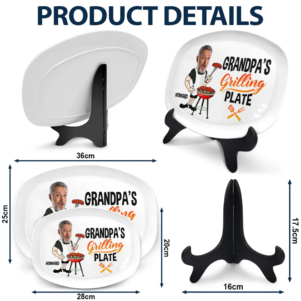 Custom Photo Dad Grandad's Grilling Plate - Personalised Plate - Image 6