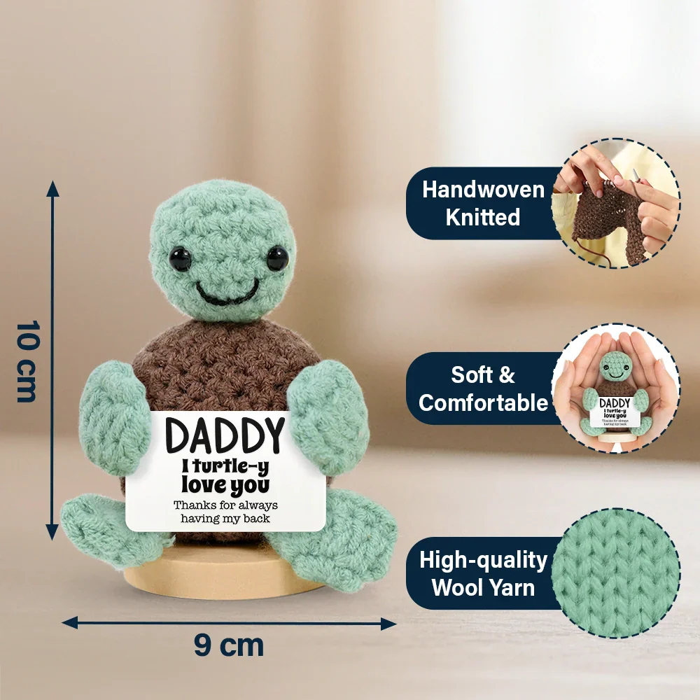 Custom Photo Dad Mom I Turtle-y Love You Thanks For Always Having My Back - Personalized Doll Crochet With Custom Card - Image 5