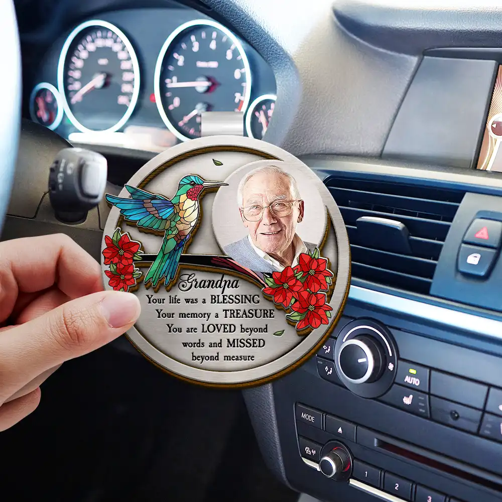 Custom Photo Dad Mom Your Life Was A Blessing Memorial - Personalized Custom Shaped Car Visor Clip - Image 3