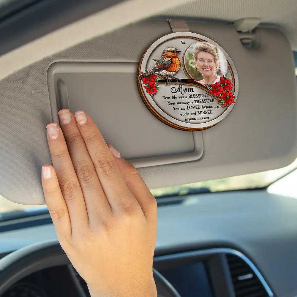 Custom Photo Dad Mom Your Life Was A Blessing Memorial - Personalized Custom Shaped Car Visor Clip - Image 4