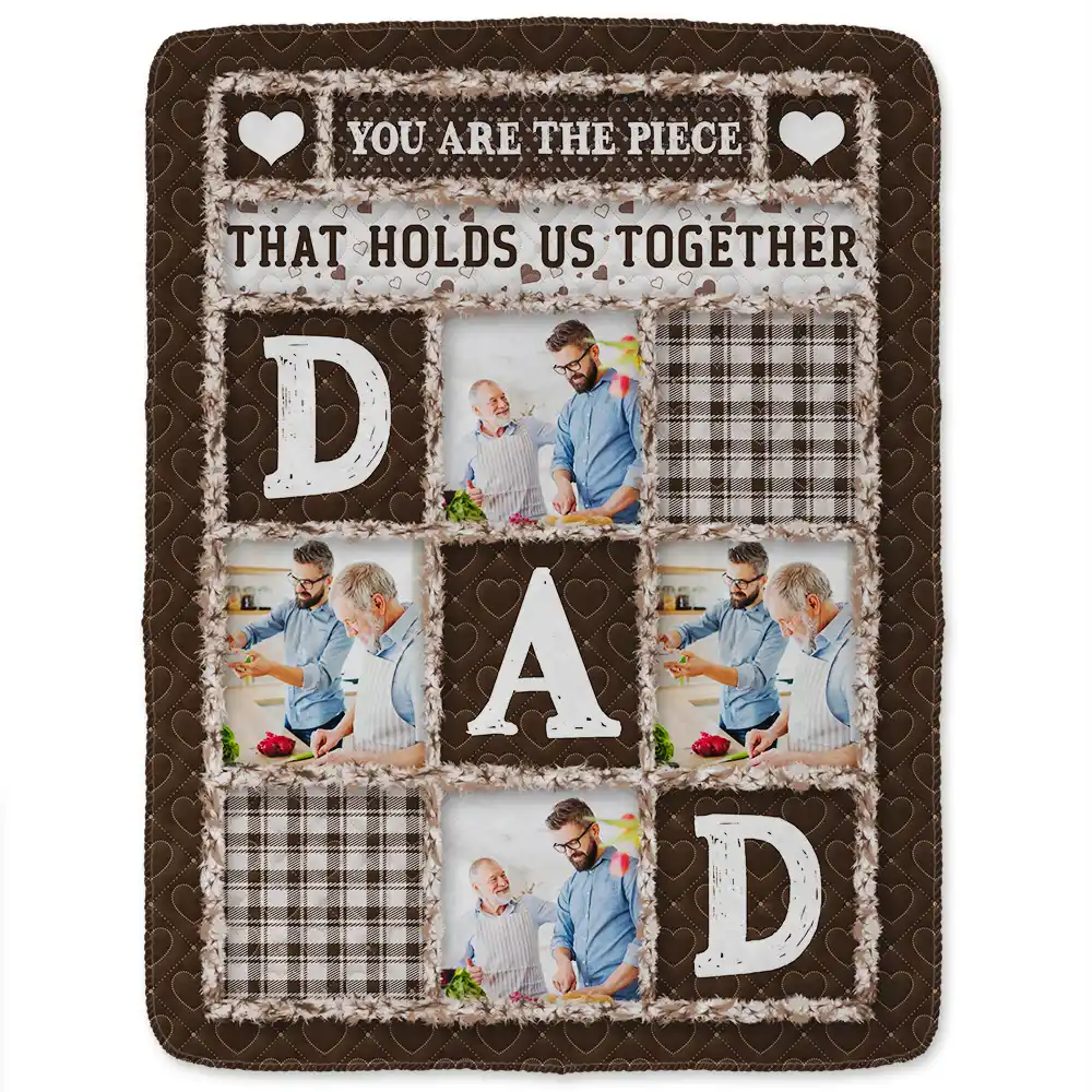 Custom Photo Dad Papa You Are The Piece That Holds Us Together - Personalized Fleece Blanket, Sherpa Blanket - Image 2