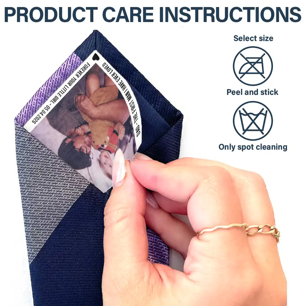 Custom Photo Dad The First Man I Ever Loved - Personalized Fabric Tie Patch - Image 4