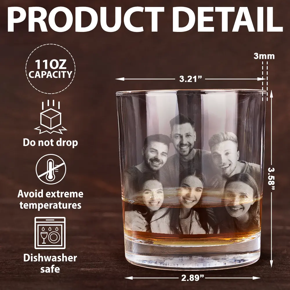 Custom Photo Dad We Love You Every Day - Personalized Engraved Whiskey Glass - Image 7