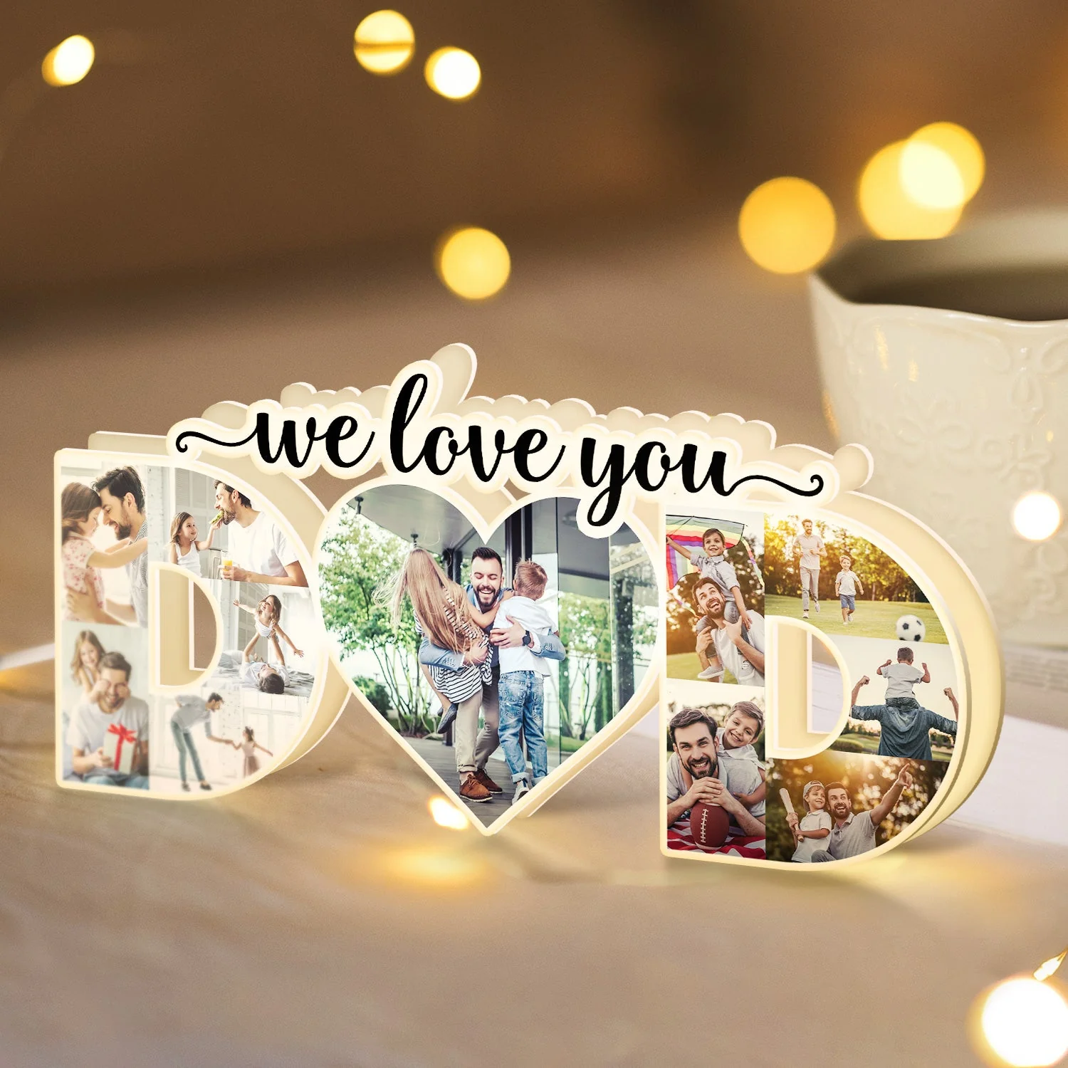 Custom Photo Dad We Love You - Gift For Father - Personalized Custom Shaped Photo Light Box - Image 4