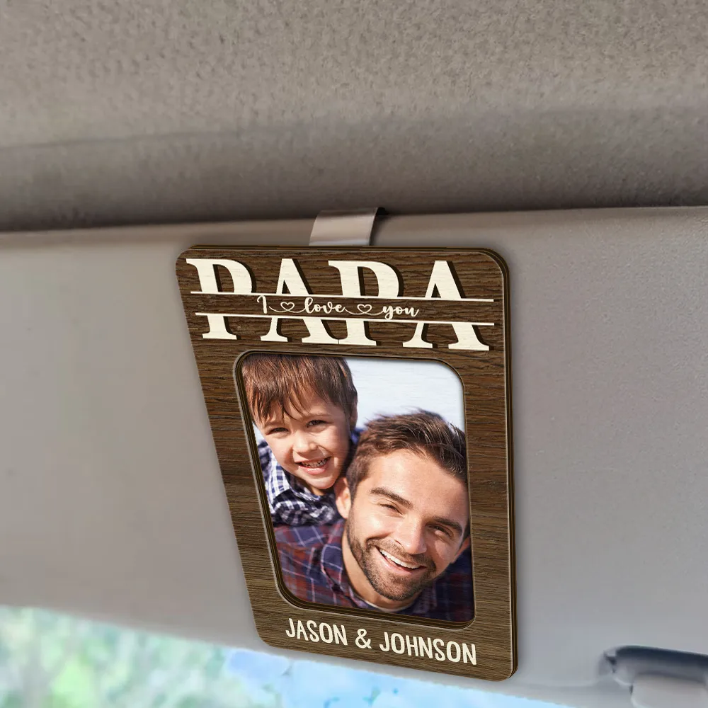 Custom Photo Dad We Love You - Personalized Custom Shaped Car Visor Clip - Image 2