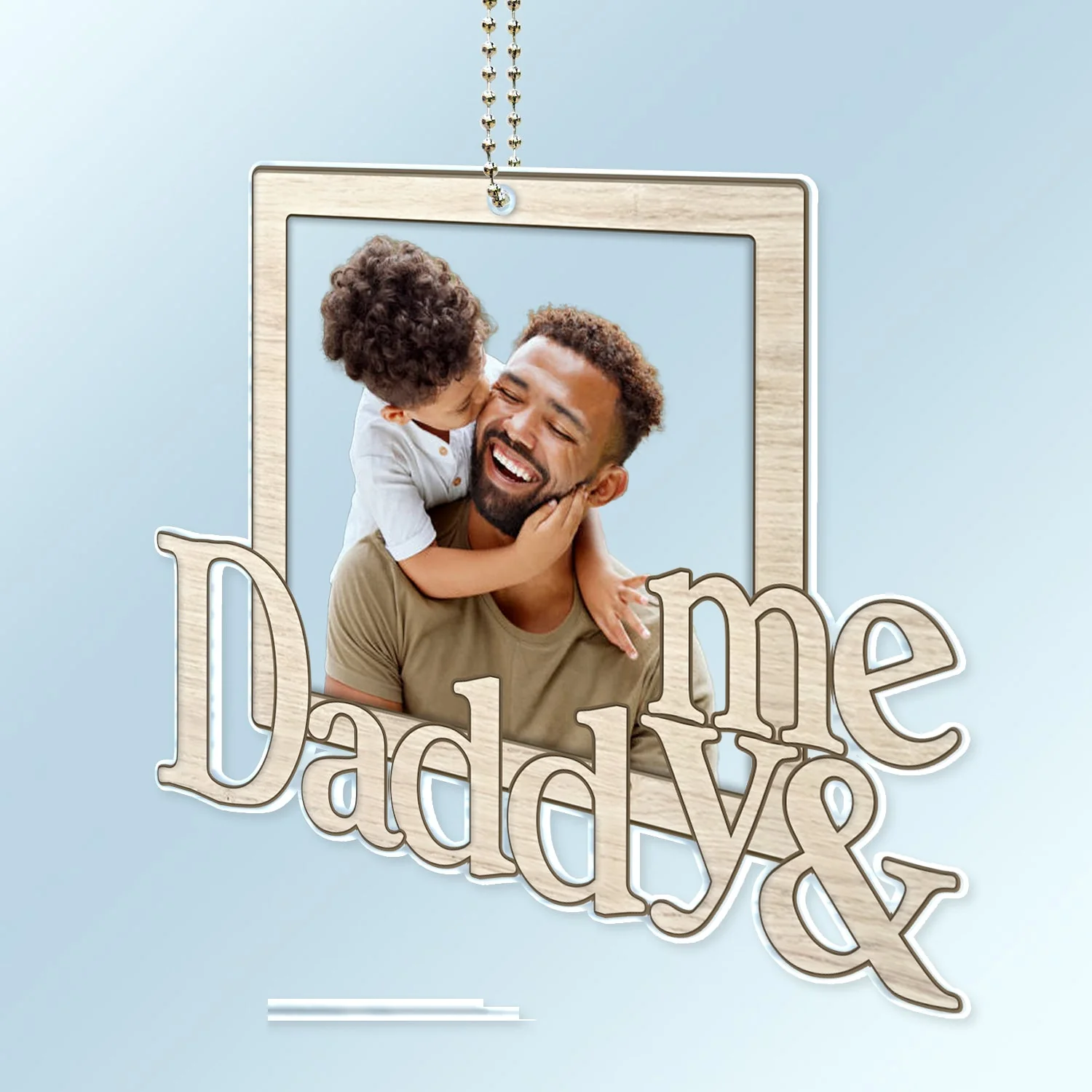 Custom Photo Daddy And Me - Gift For Father - Personalized Acrylic Car Hanger - Image 3