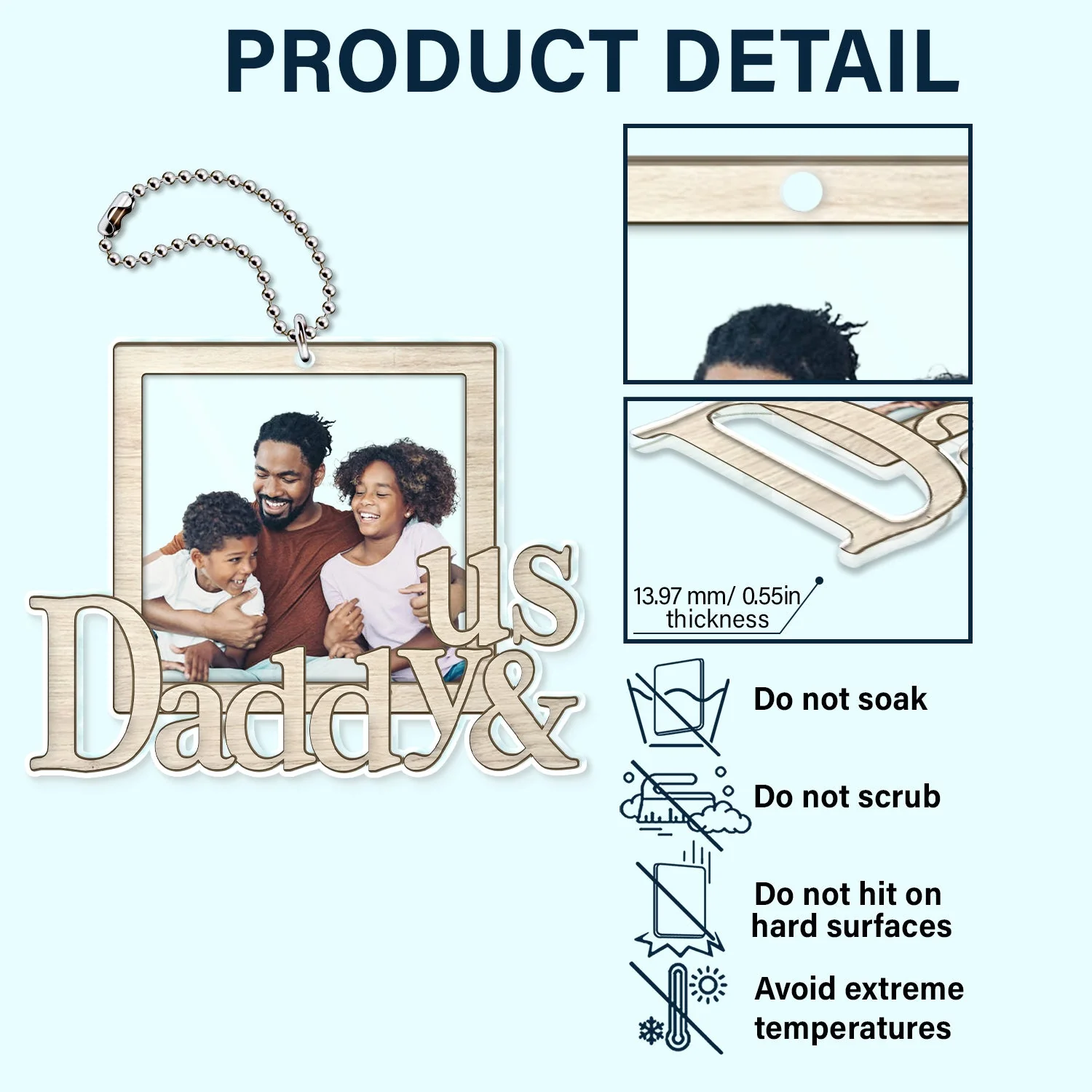 Custom Photo Daddy And Me - Gift For Father - Personalized Acrylic Car Hanger - Image 6