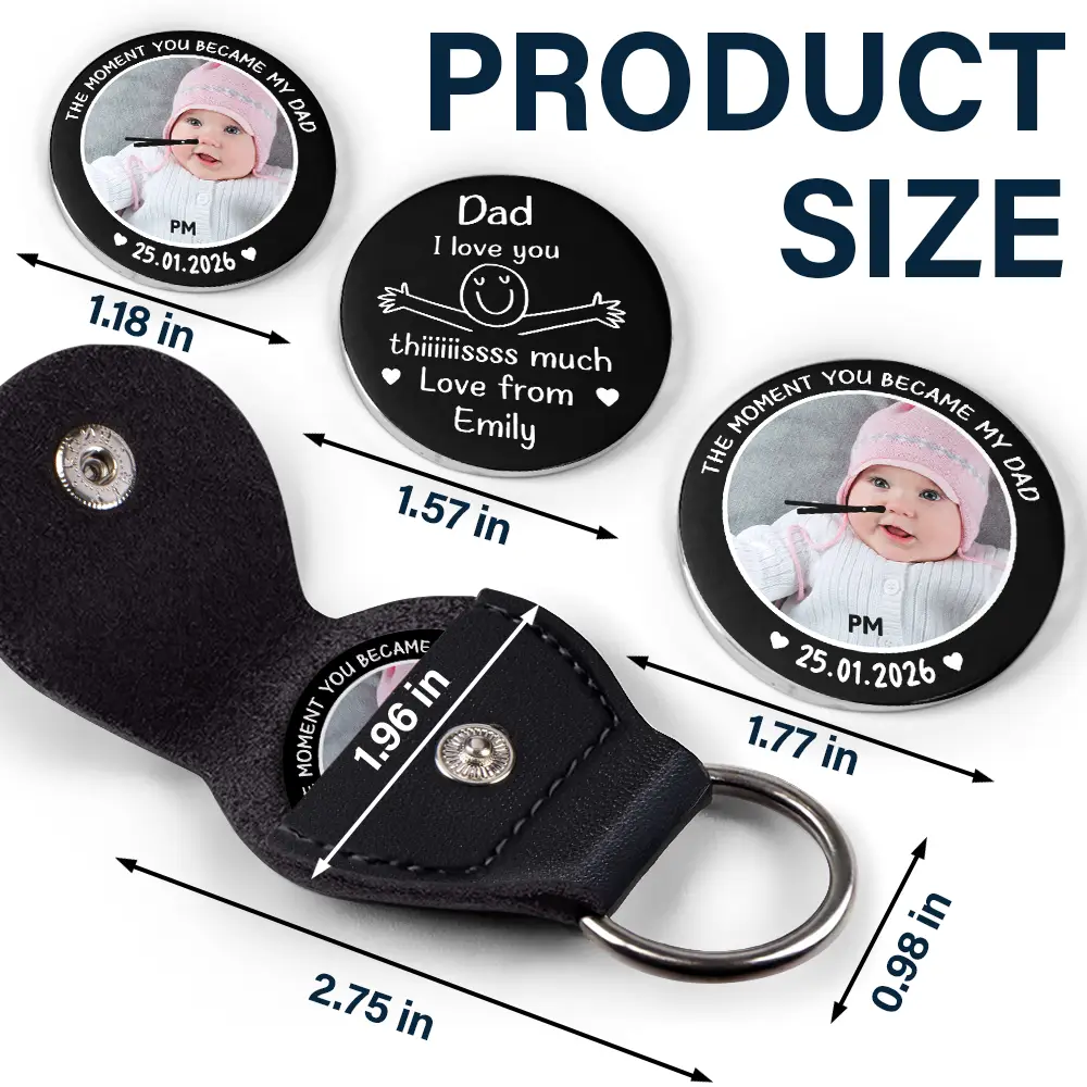 Custom Photo Mom Dad I Love You This Much - Personalized Leather Pocket Hug - Image 6