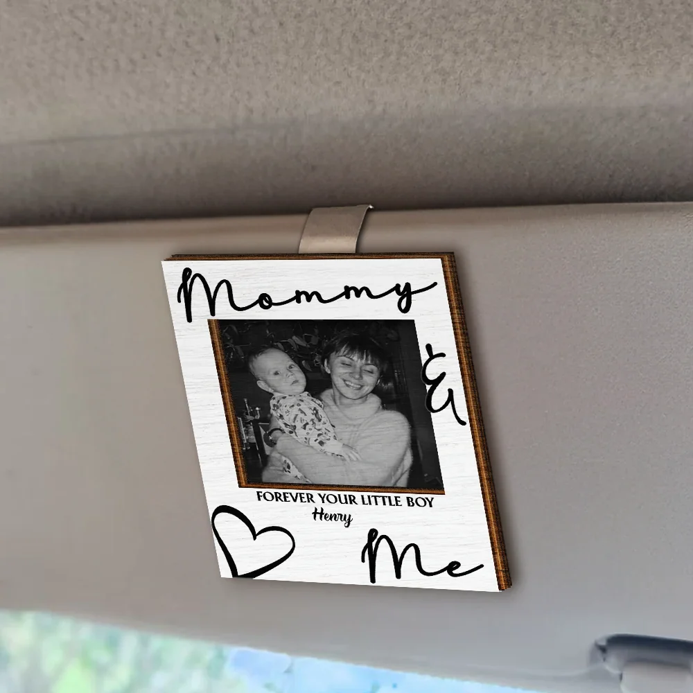 Custom Photo Daddy Mommy Forever Your Little Baby - Personalized Custom Shaped Car Visor Clip - Image 2