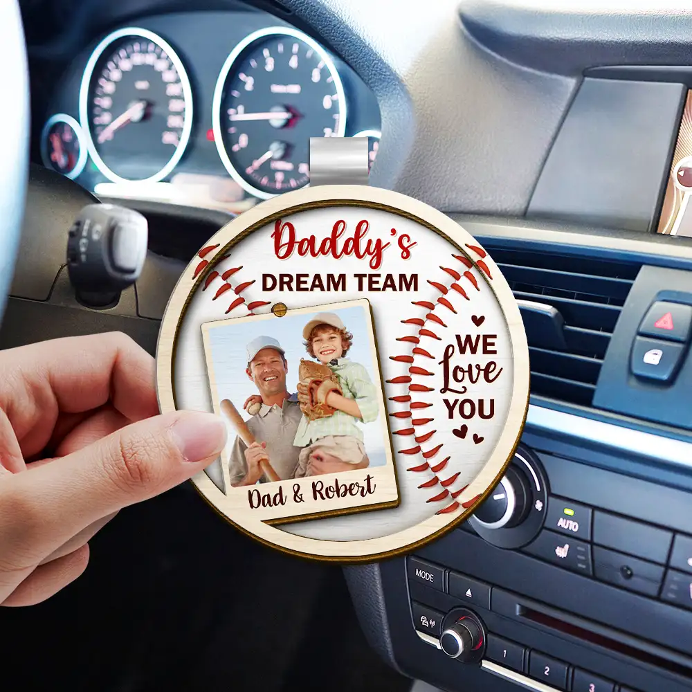 Custom Photo Daddy's Dream Team - Personalized Custom Shaped Car Visor Clip - Image 3