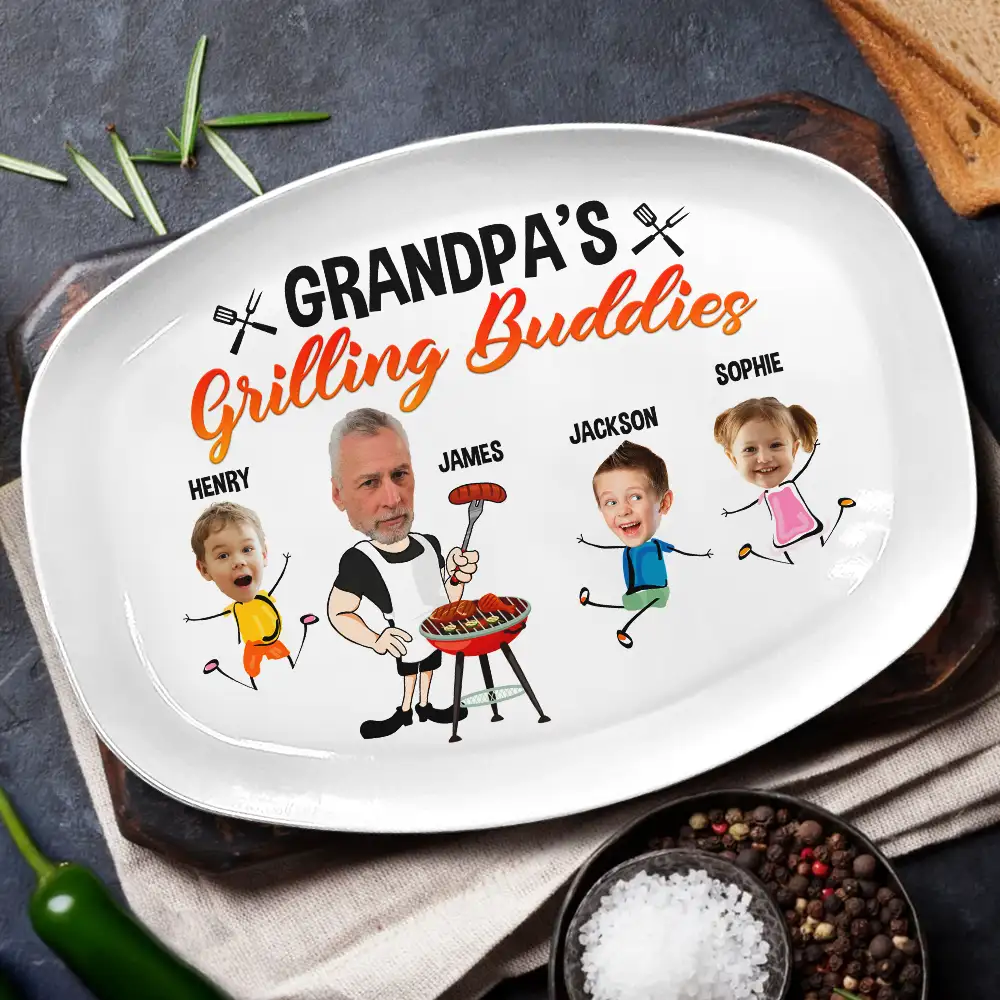 Custom Photo Daddy's Grilling Buddies - Personalized Plate - Image 3