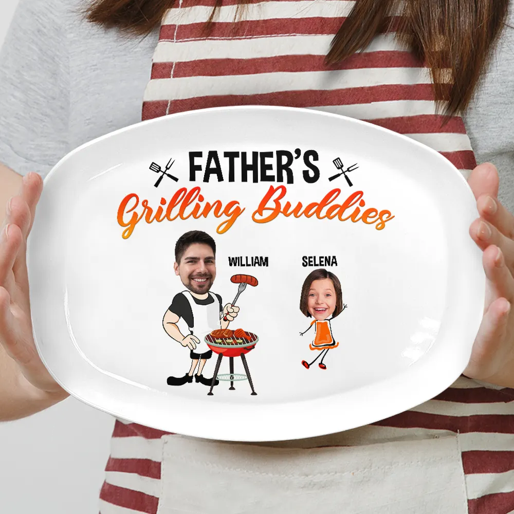 Custom Photo Daddy's Grilling Buddies - Personalized Plate - Image 5